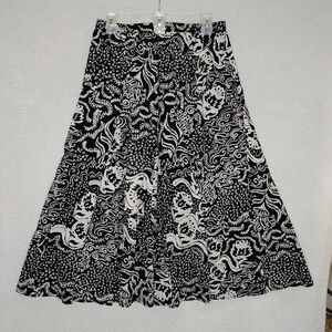 CHOICES Petite Cotton Mid-Length A-Line Skirt, Black White PM
